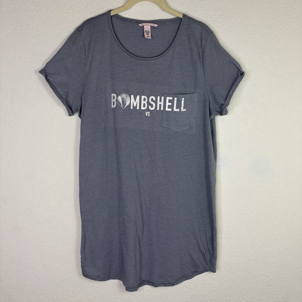 Victorias Secret tee dress Pajama Size M, patch pocket, "Bombshell", loungewear